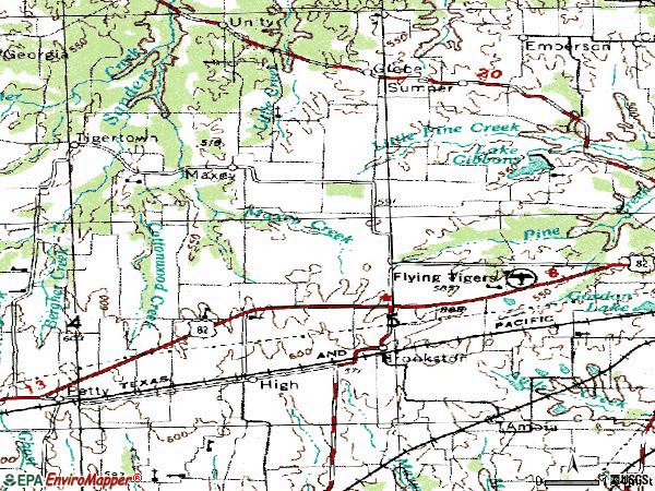 Zip code 75421 topographic map