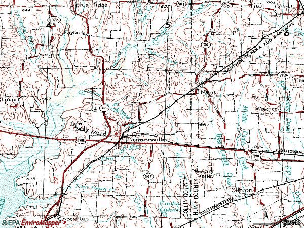 Zip code 75442 topographic map