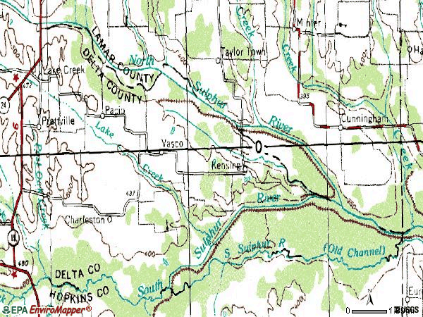 Zip code 75450 topographic map