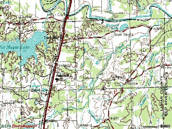 Zip code 75473 topographic map
