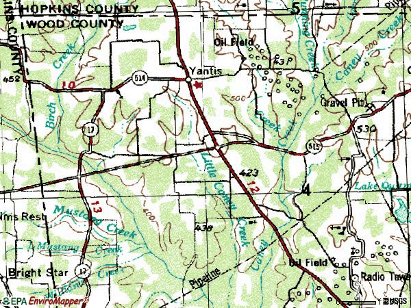 Zip code 75497 topographic map