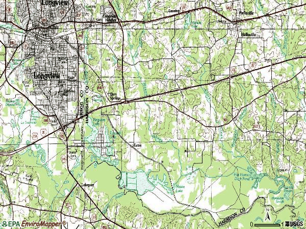 Zip code 75603 topographic map