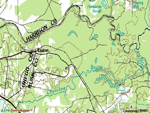 Zip code 75641 topographic map