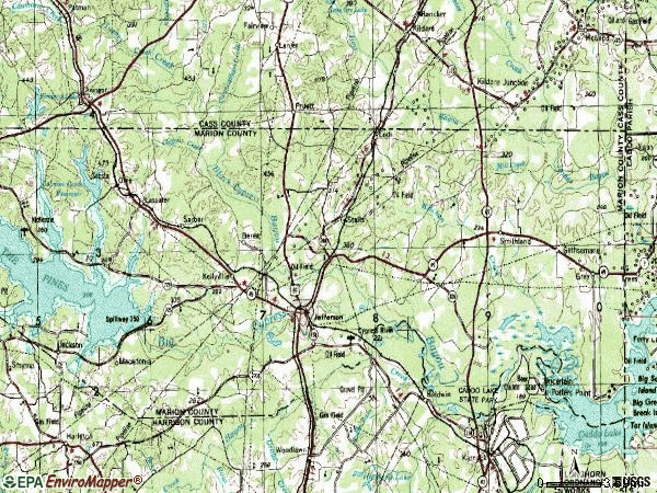 Zip code 75657 topographic map