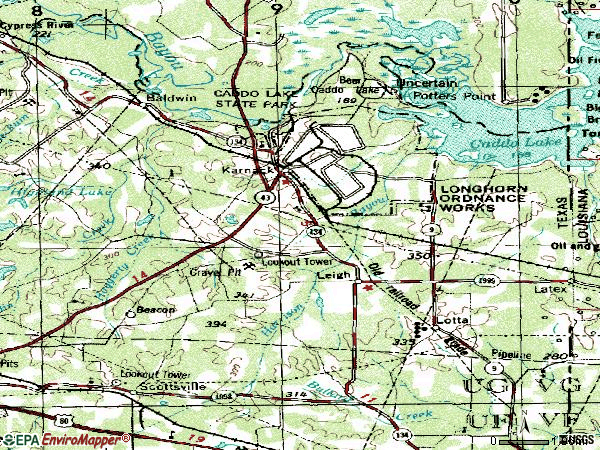 Zip code 75661 topographic map