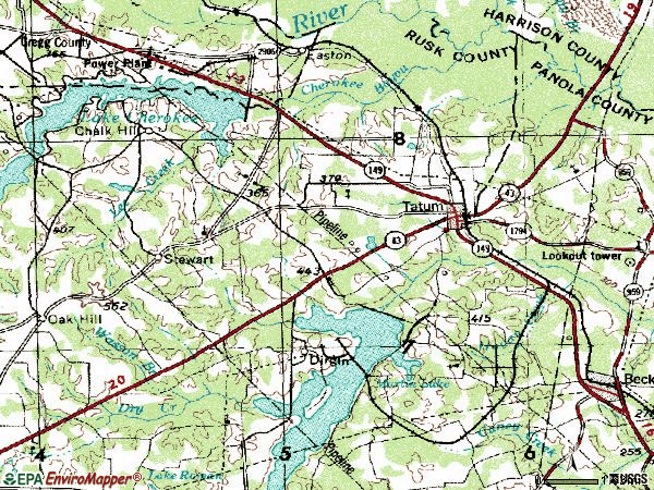 Zip code 75691 topographic map