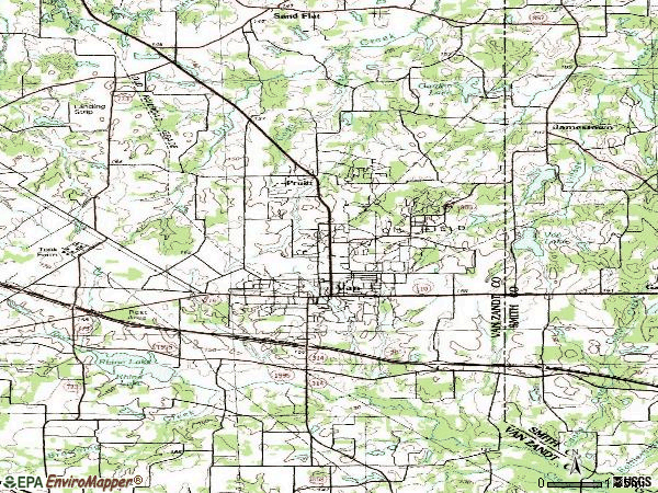 Zip code 75790 topographic map