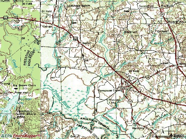 Zip code 75861 topographic map