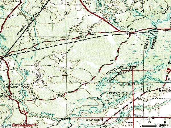 Zip code 75928 topographic map