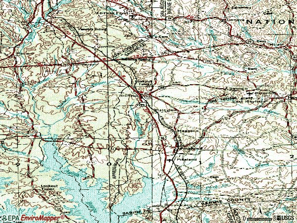 Zip code 75930 topographic map