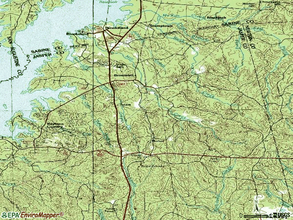Zip code 75931 topographic map