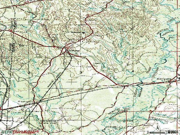 Zip code 75966 topographic map