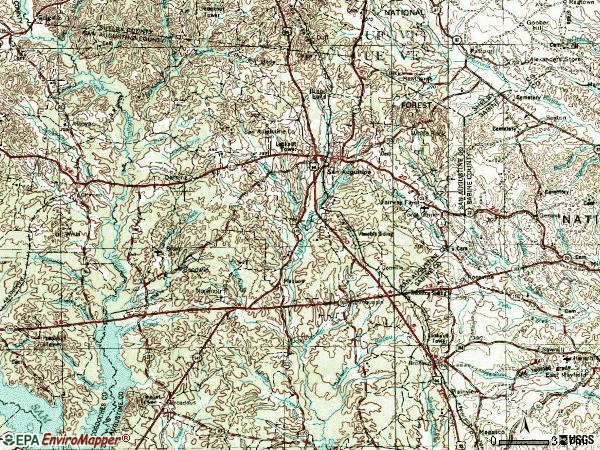 Zip code 75972 topographic map