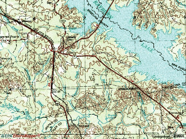 Zip code 75980 topographic map