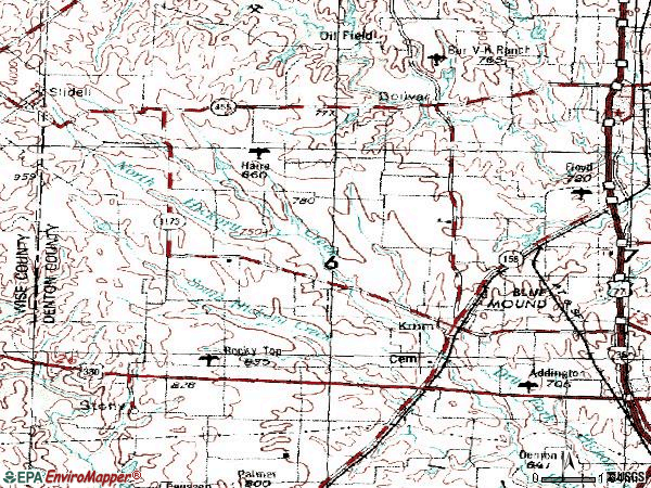 Zip code 76249 topographic map