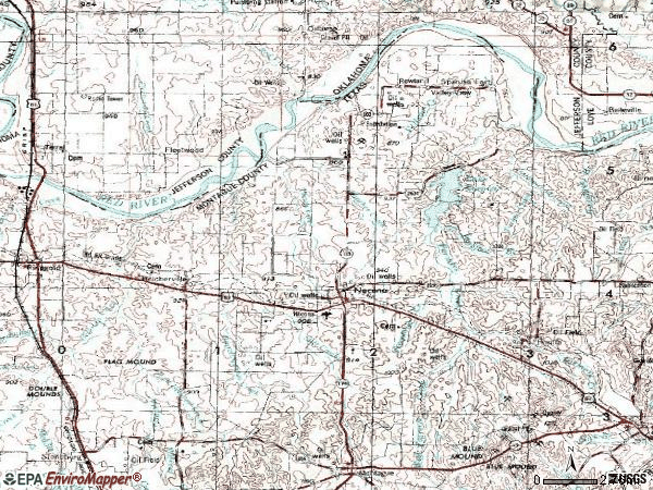 Zip code 76255 topographic map