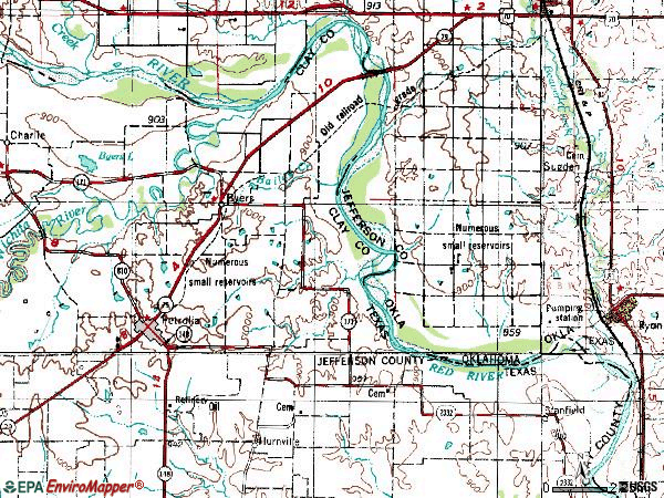 Zip code 76357 topographic map