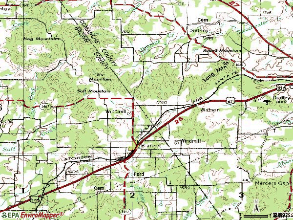 Zip code 76432 topographic map