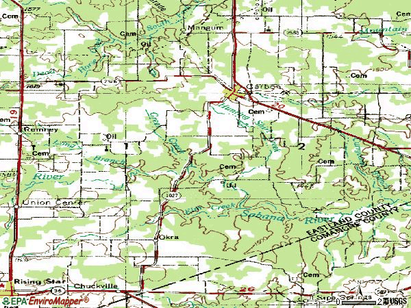 Zip code 76435 topographic map