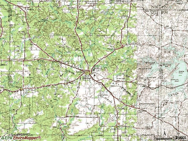 Zip code 76458 topographic map