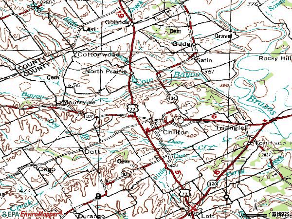 Zip code 76632 topographic map
