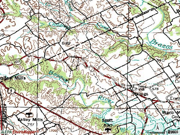 Zip code 76633 topographic map