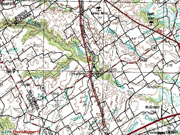 Zip code 76638 topographic map
