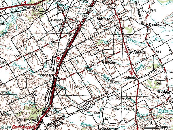 Zip code 76655 topographic map