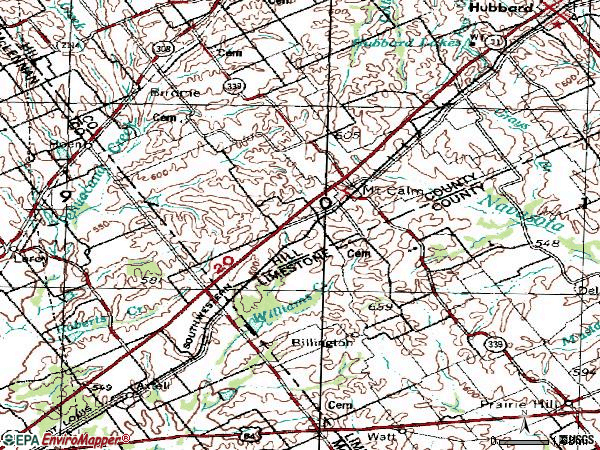 Zip code 76673 topographic map
