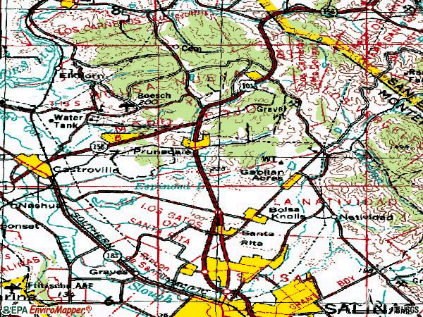 Zip code 93907 topographic map
