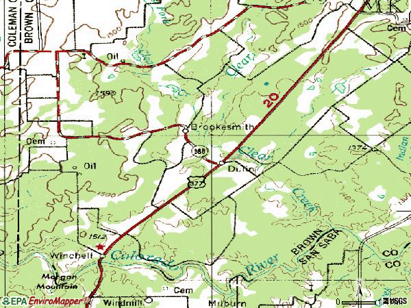Zip code 76827 topographic map