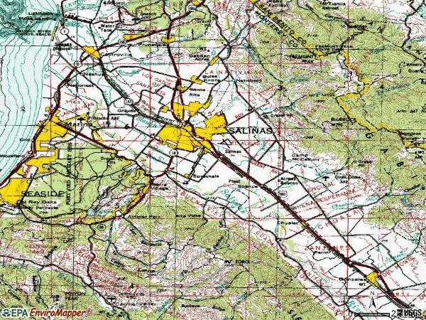 Zip code 93908 topographic map