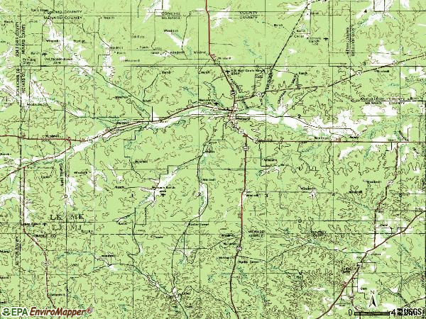 Zip code 76859 topographic map