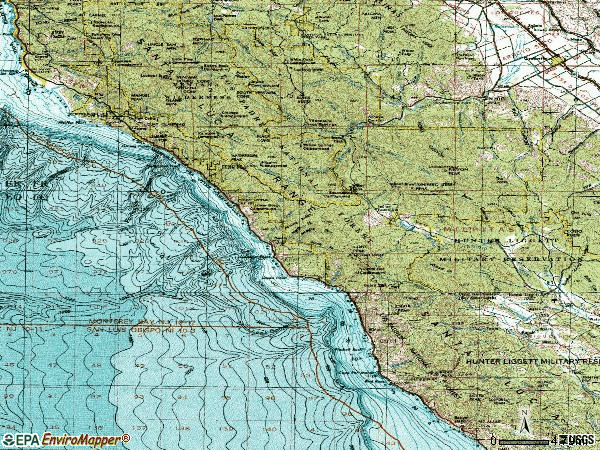 Zip code 93920 topographic map