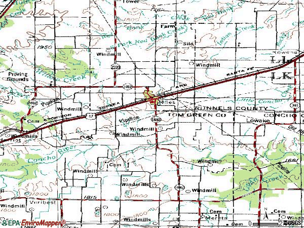 Zip code 76861 topographic map