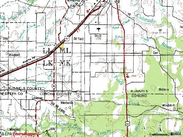 Zip code 76875 topographic map