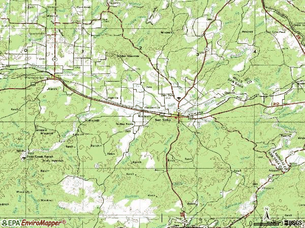 Zip code 76877 topographic map