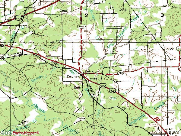 Zip code 76890 topographic map