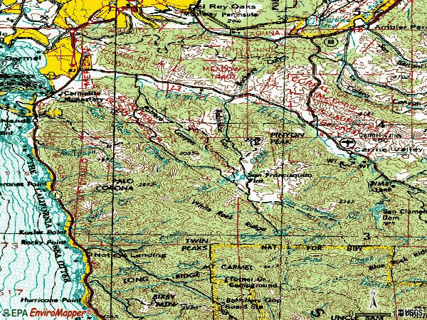 Zip code 93923 topographic map