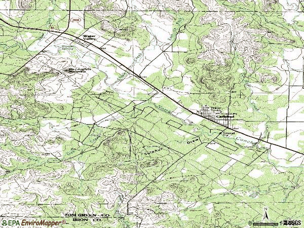 Zip code 76934 topographic map