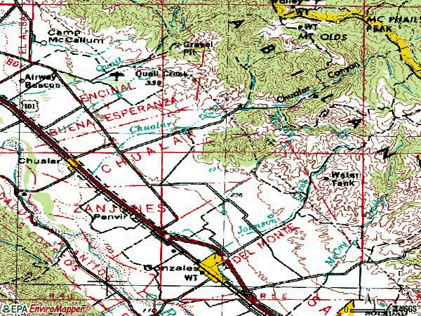 Zip code 93925 topographic map