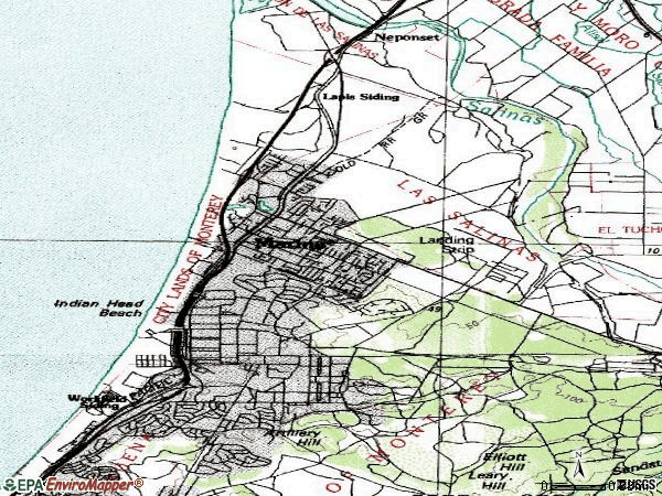Zip code 93933 topographic map