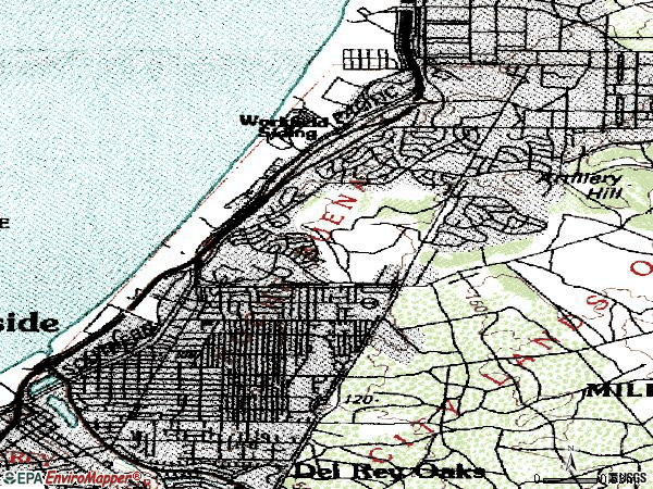 Zip code 93955 topographic map