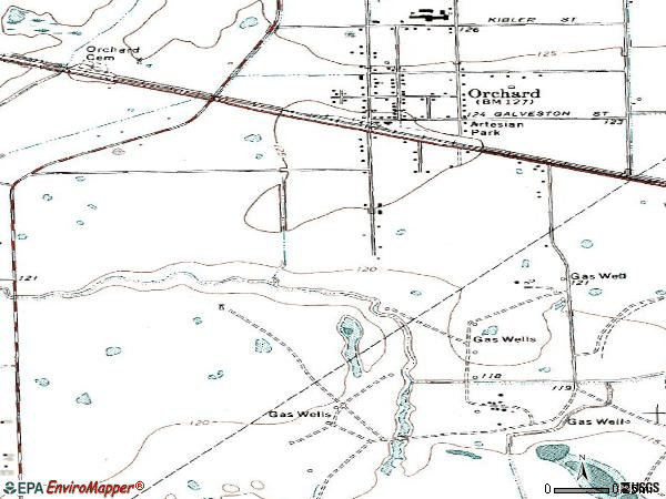 Zip code 77464 topographic map