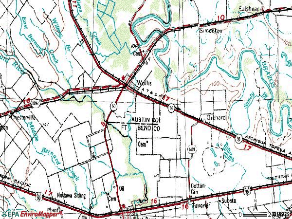 Zip code 77485 topographic map