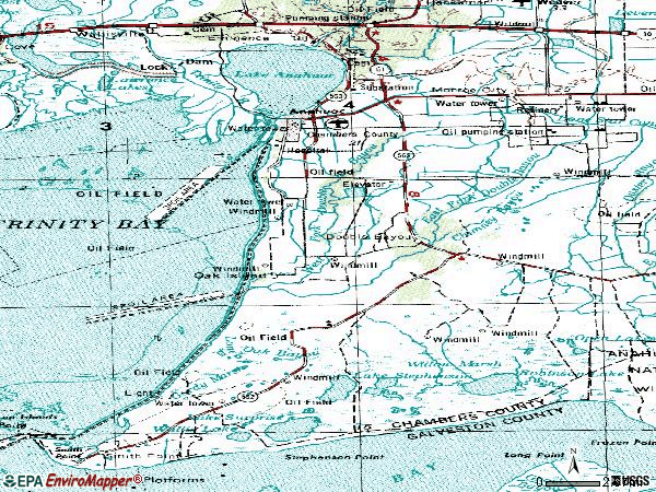 Zip code 77514 topographic map