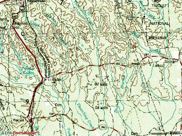 Zip code 77624 topographic map