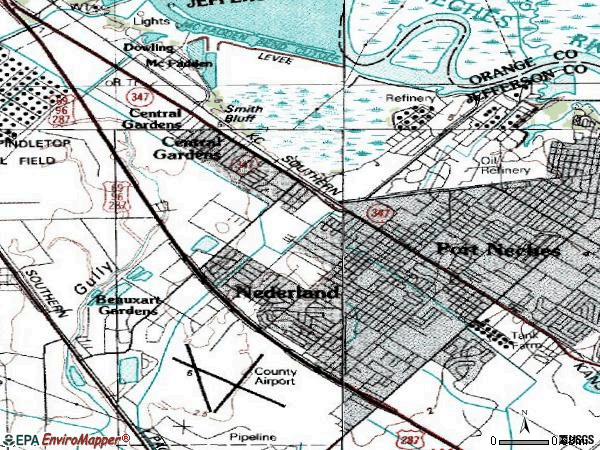 Zip code 77627 topographic map