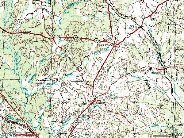 Zip code 77830 topographic map