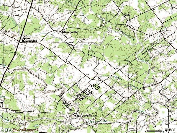 Zip code 77974 topographic map